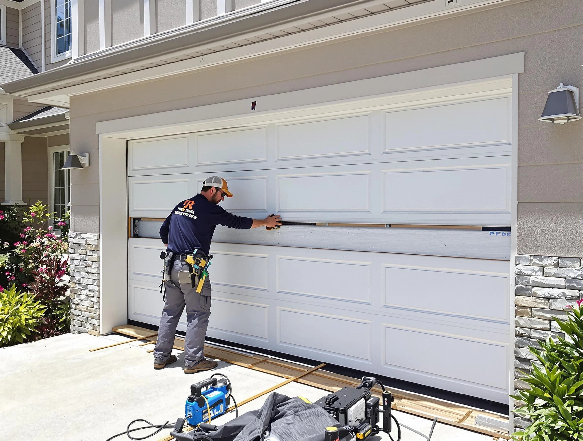 Pleasant Hills Garage Door Repair team performing complete garage door replacement at Pleasant Hills residence