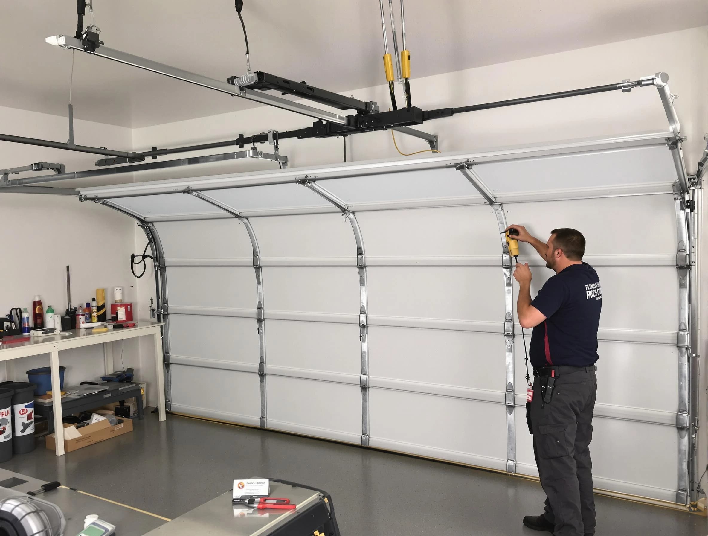 Pleasant Hills Garage Door Repair certified technician performing overhead door system repair in Pleasant Hills
