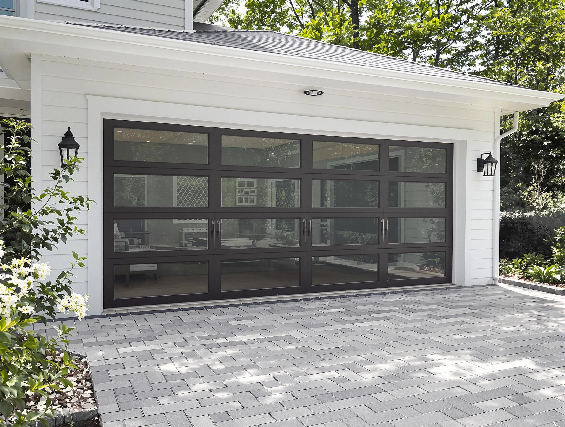 Pleasant Hills Garage Door Repair design specialist presenting custom garage door options to Pleasant Hills homeowner